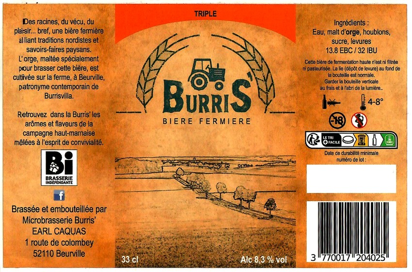 Etiquette BRASSERIE BURRIS 09