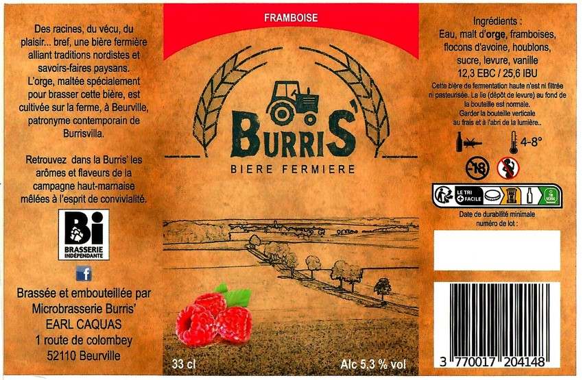 Etiquette BRASSERIE BURRIS 10