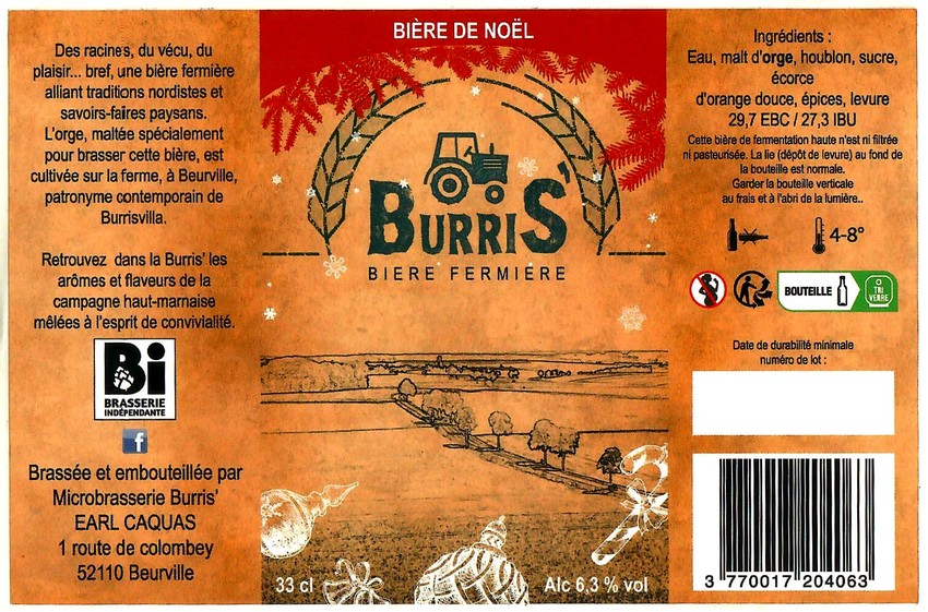 Etiquette BRASSERIE BURRIS 14