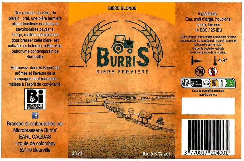 Etiquette BRASSERIE BURRIS 16