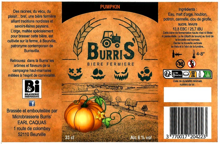 Etiquette BRASSERIE BURRIS 22