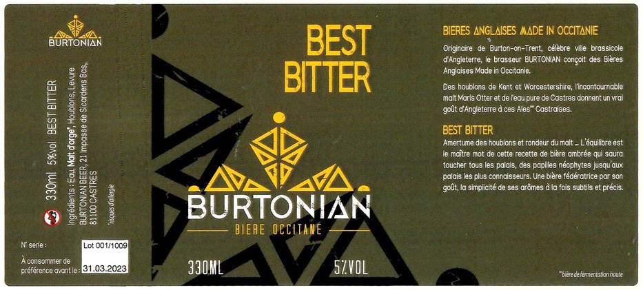Etiquette BRASSERIE BURTONIAN BEERS 01