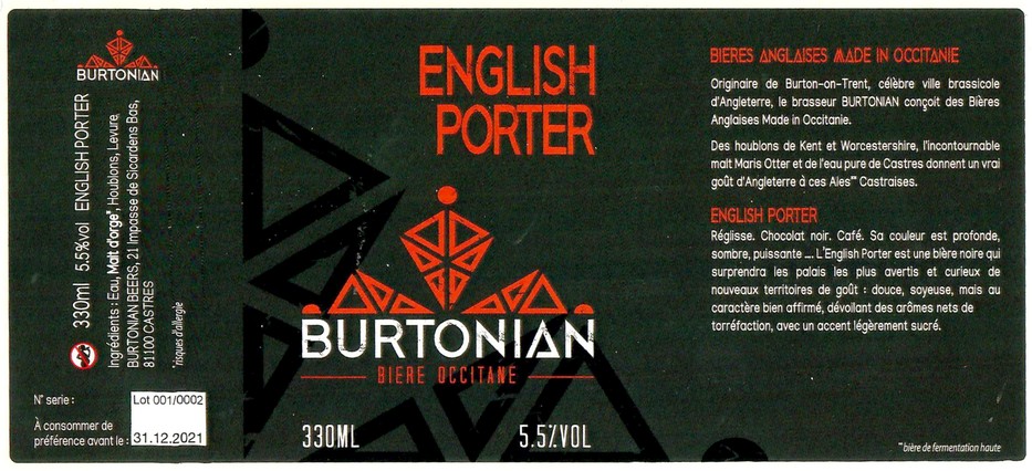 Etiquette BRASSERIE BURTONIAN BEERS 03