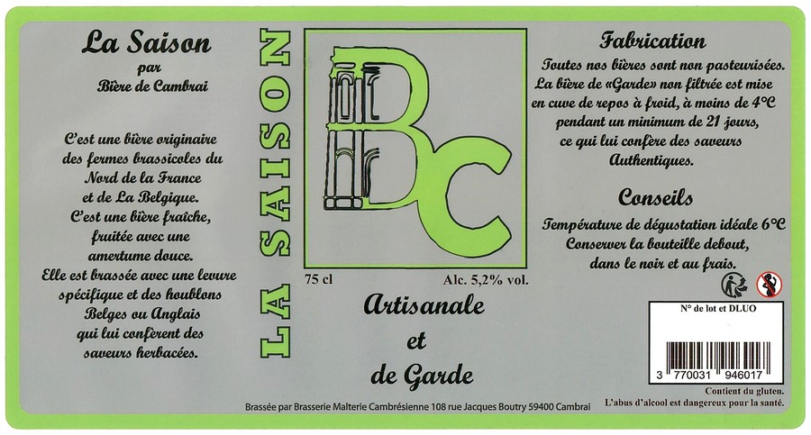 Etiquette BRASSERIE CAMBRESIENNE 12