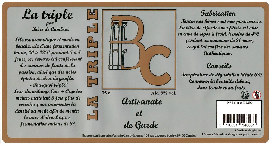 Etiquette BRASSERIE CAMBRESIENNE 14