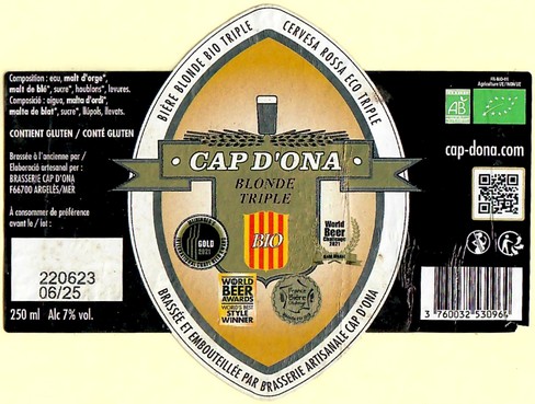 Etiquette BRASSERIE CAP D'ONA 27