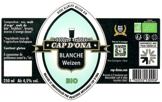 Etiquette BRASSERIE CAP D'ONA 30