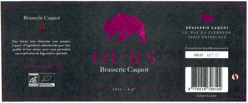 Etiquette BRASSERIE CAQUOT 12