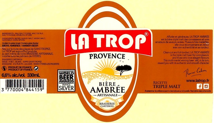 Etiquette BRASSERIE CARTERON 08