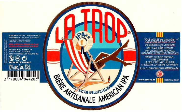 Etiquette BRASSERIE CARTERON 25