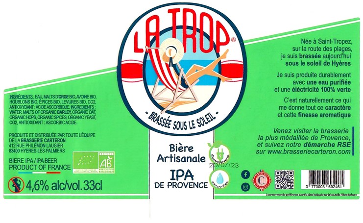 Etiquette BRASSERIE CARTERON 27