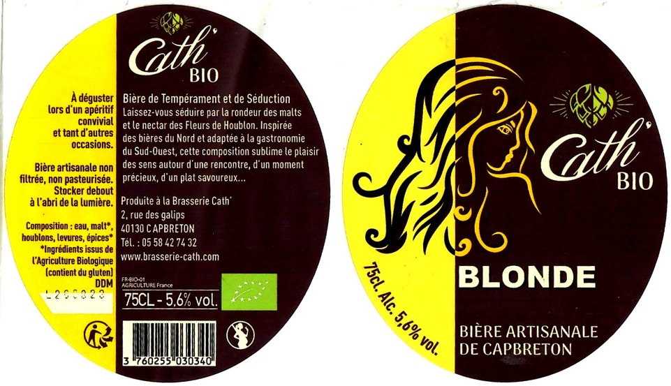 etiquette BRASSERIE CATH 22