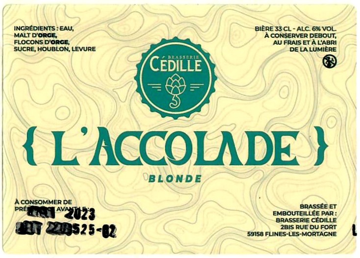 Etiquette BRASSERIE CEDILLE 07