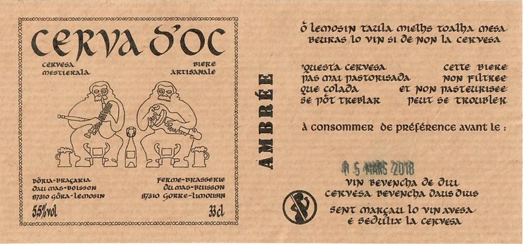 Etiquette BRASSERIE CERVA D'OC 17