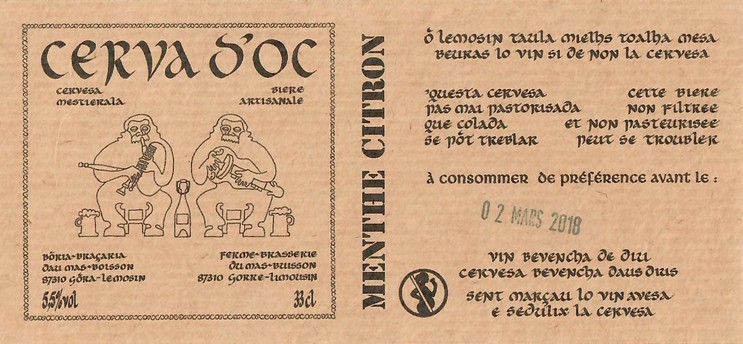 Etiquette BRASSERIE CERVA D'OC 18