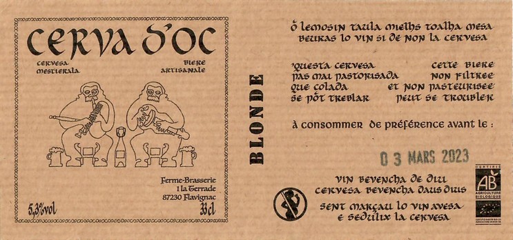 Etiquette BRASSERIE CERVA D'OC 27