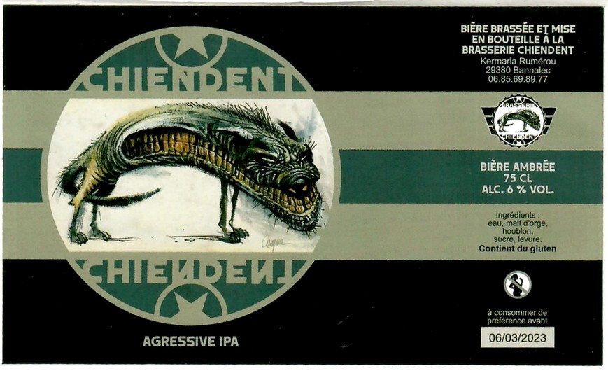 Etiquette BRASSERIE CHIENDENT 02