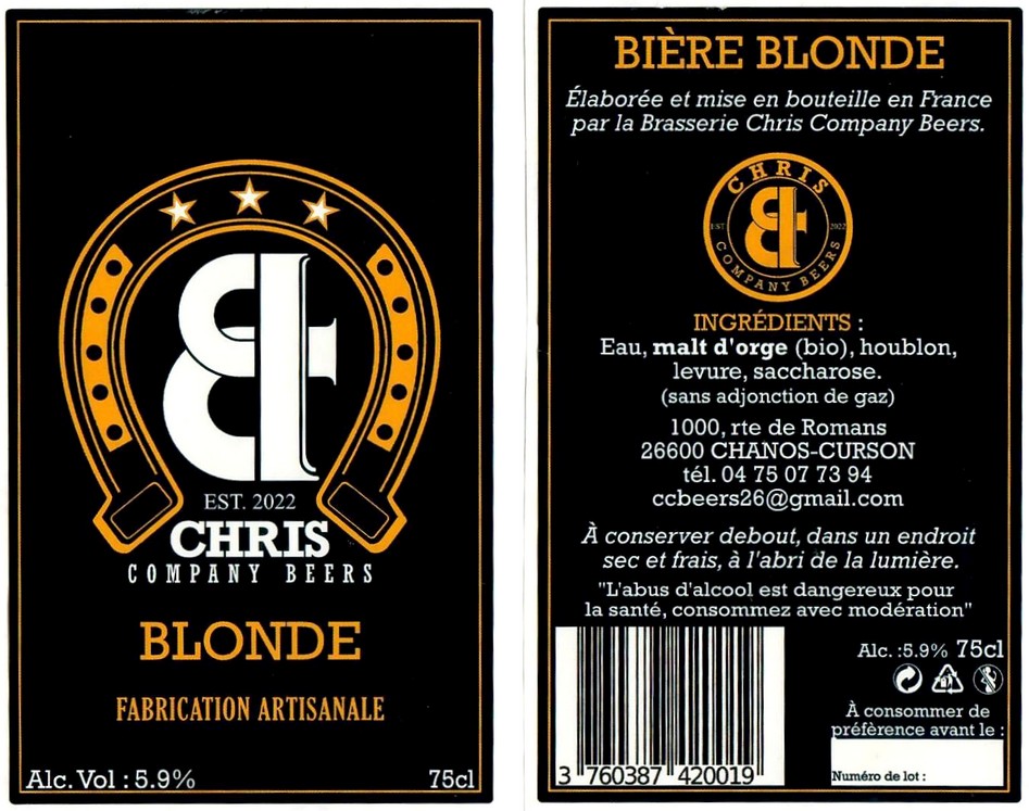 Etiquette BRASSERIE CHRIS COMPANY BEERS 02