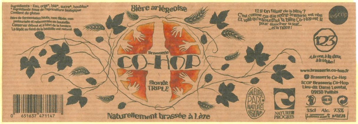 Etiquette BRASSERIE CO HOP 20
