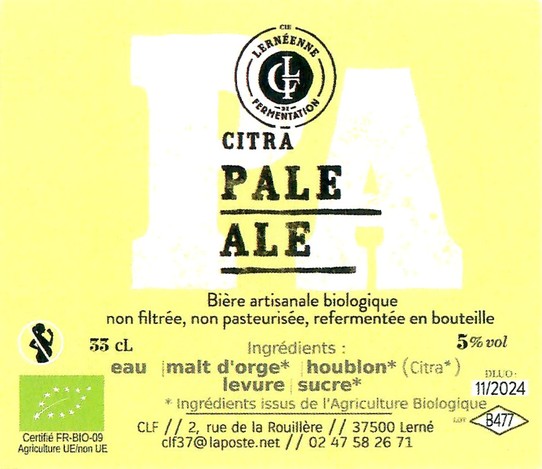 Etiquette BRASSERIE COMPAGNIE LERNEENNE DE FERMENTATION 06