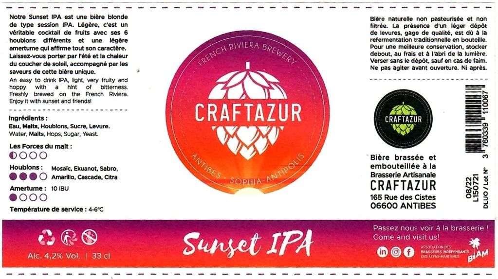 Etiquette BRASSERIE CRAFTAZUR 06