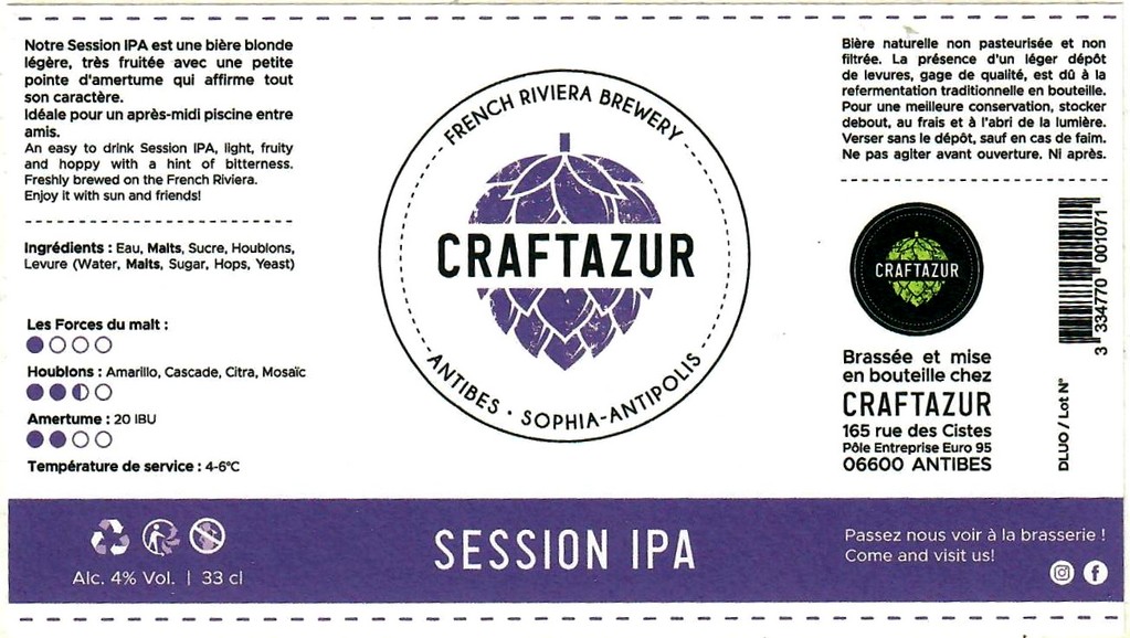 Etiquette BRASSERIE CRAFTAZUR 07