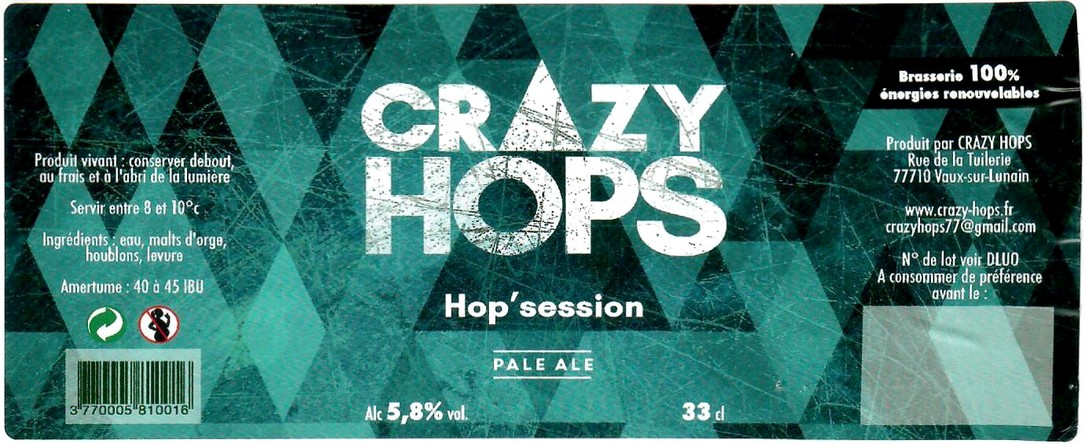 Etiquette BRASSERIE CRAZY HOPS 18