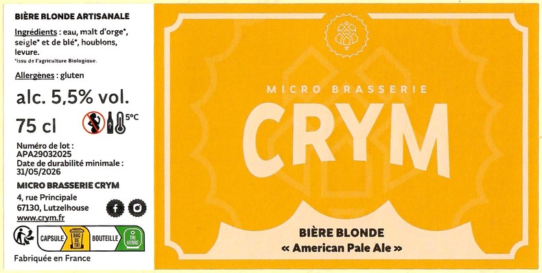 Etiquette BRASSERIE CRYM 02