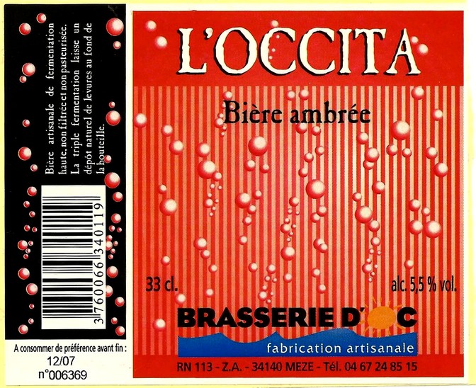 etiquette BRASSERIE D'OC 18