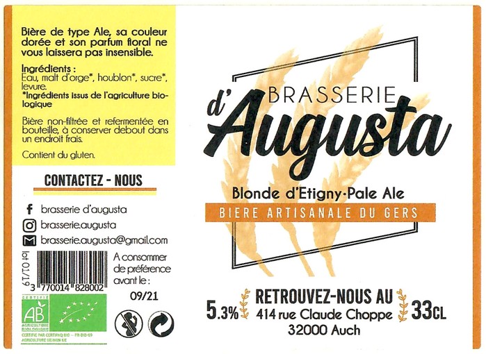 Etiquette BRASSERIE D'AUGUSTA 16