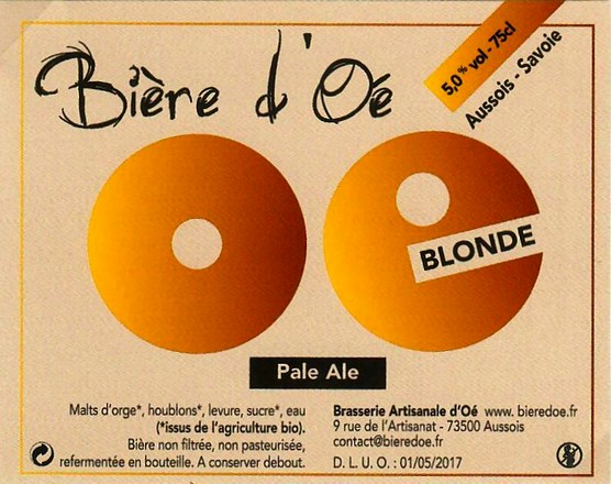 Etiquette BRASSERIE D'OE 03
