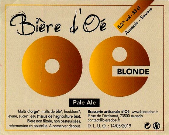 Etiquette BRASSERIE D'OE 25