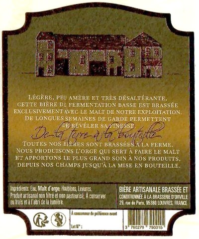 Etiquette BRASSERIE D'ORVILLE 16B