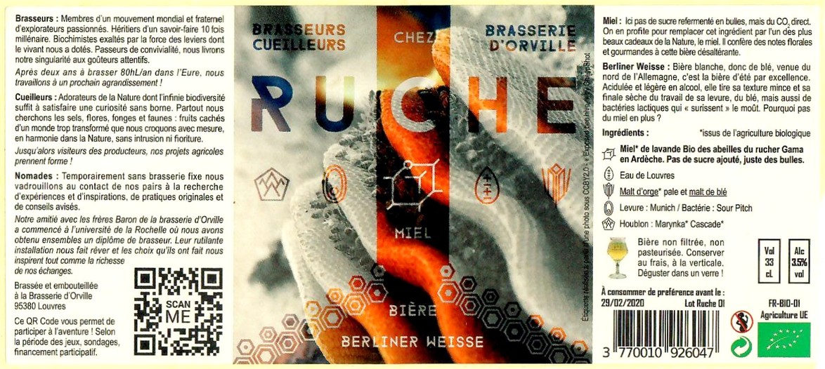 Etiquette BRASSERIE D'ORVILLE 20