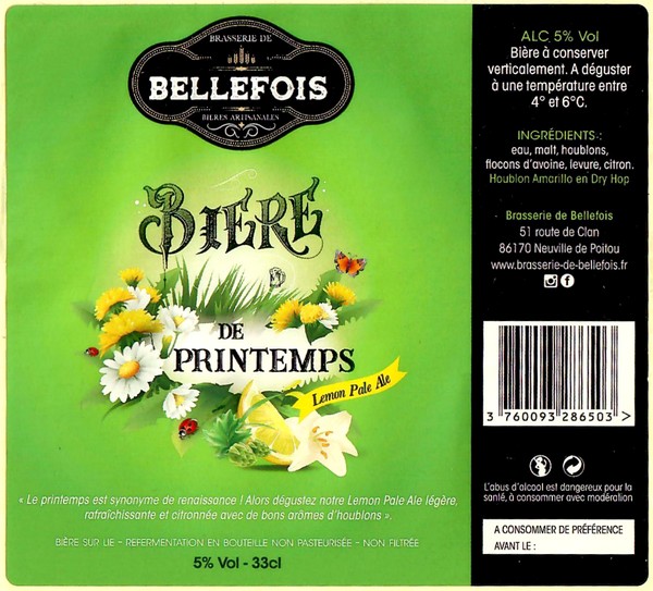 Etiquette BRASSERIE DE BELLEFOIS 25