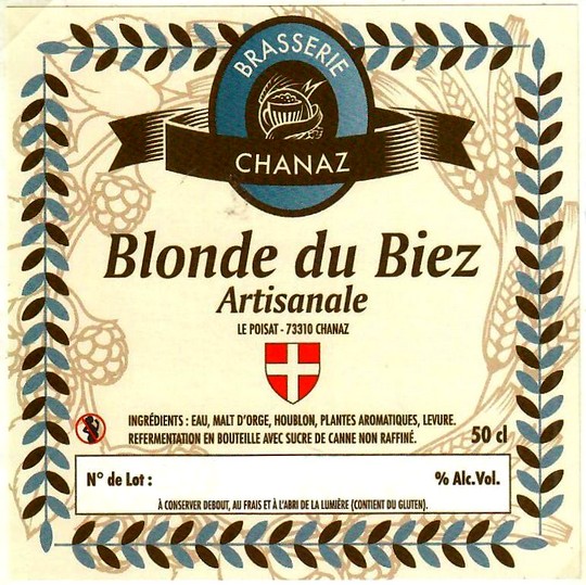 Etiquette BRASSERIE DE CHANAZ 01
