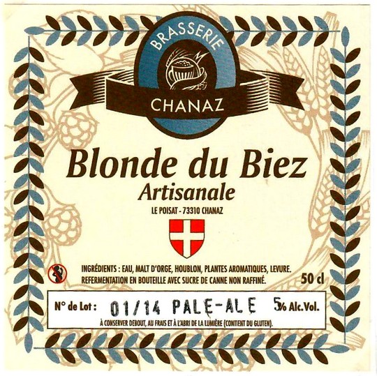 Etiquette BRASSERIE DE CHANAZ 04