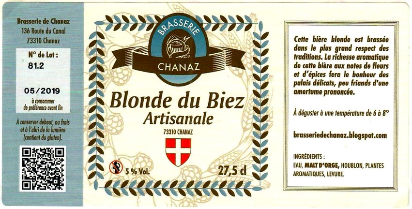 Etiquette BRASSERIE DE CHANAZ 05