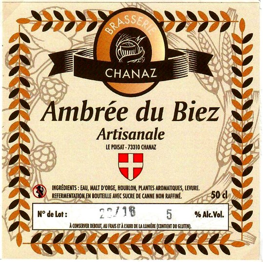 Etiquette BRASSERIE DE CHANAZ 09