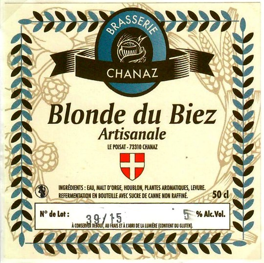 Etiquette BRASSERIE DE CHANAZ 10