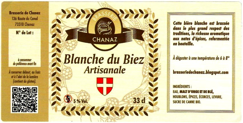 Etiquette BRASSERIE DE CHANAZ 13