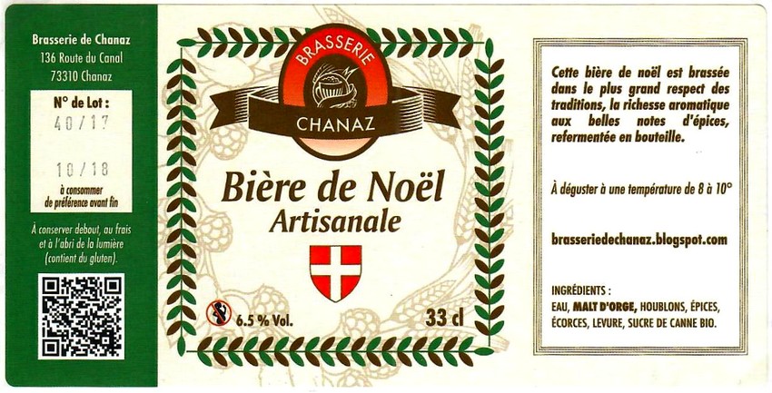 Etiquette BRASSERIE DE CHANAZ 15