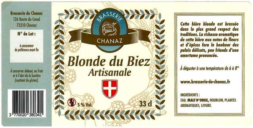 Etiquette BRASSERIE DE CHANAZ 19