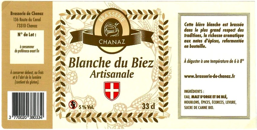 Etiquette BRASSERIE DE CHANAZ 21