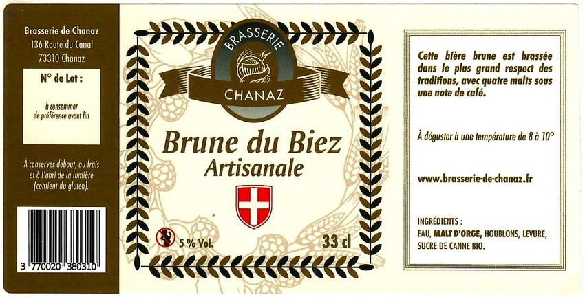 Etiquette BRASSERIE DE CHANAZ 22