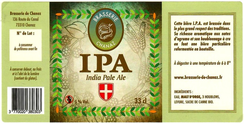Etiquette BRASSERIE DE CHANAZ 23