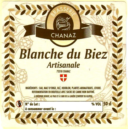 Etiquette BRASSERIE DE CHANAZ 25