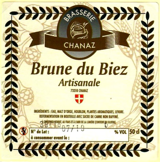 Etiquette BRASSERIE DE CHANAZ 26
