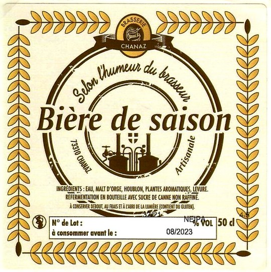 Etiquette BRASSERIE DE CHANAZ 28