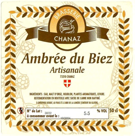 Etiquette BRASSERIE DE CHANAZ 35